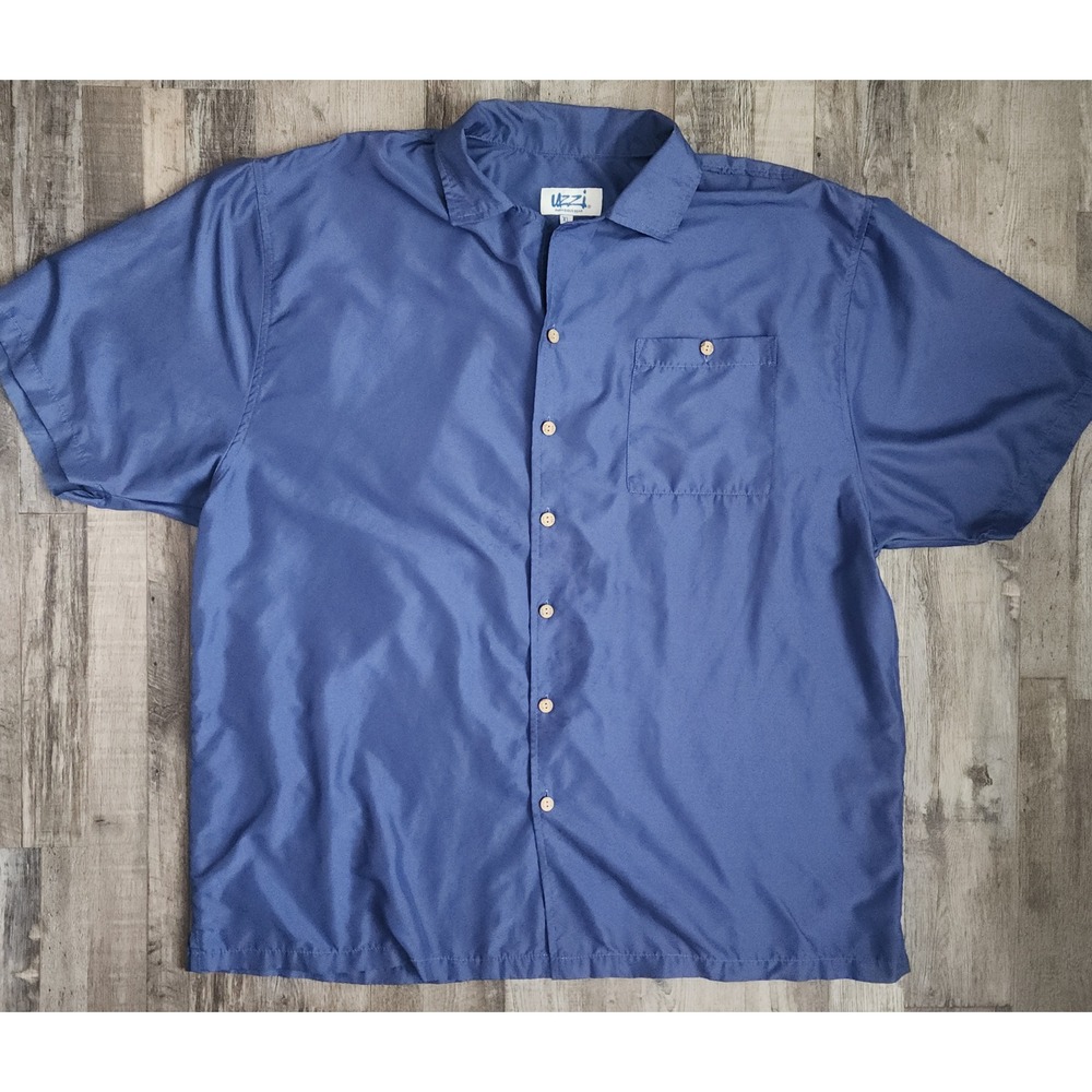 Uzzi Button Up Shirt Mens XL Blue Short Sleeve Amphibious Gear HP67 Pocket